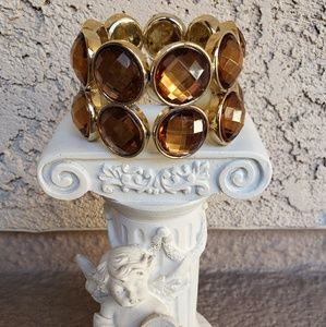 Amber with Gold Stretch Bracelet